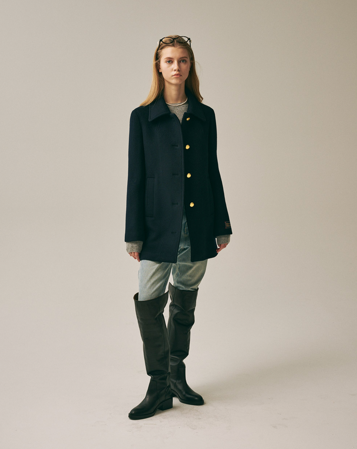 Mardi Mercedi_Wool A Line Jacket_Navy
