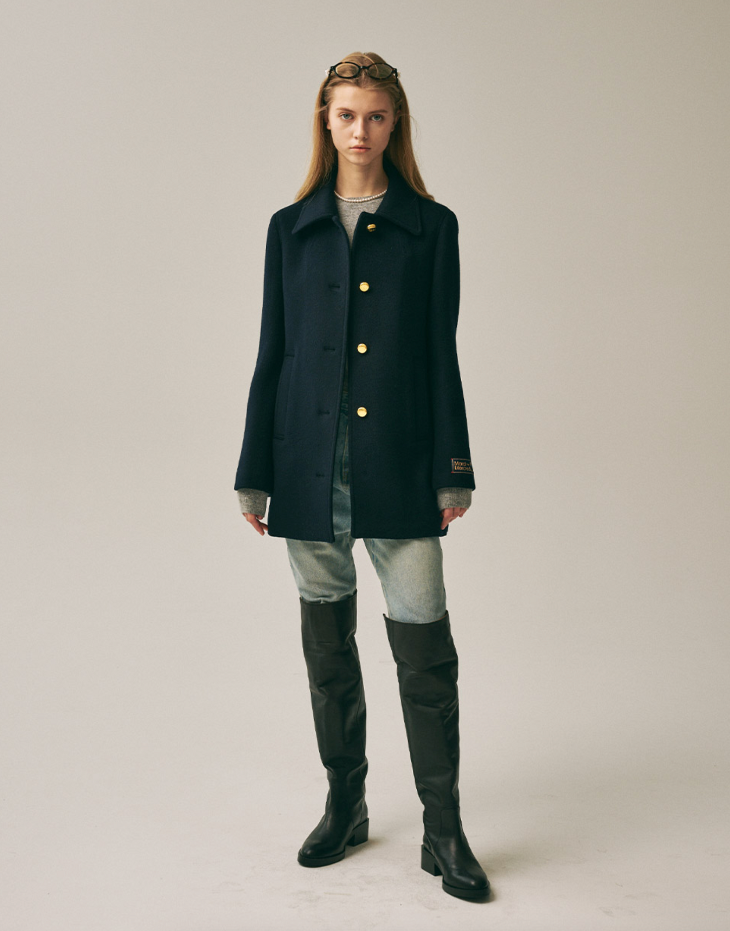 Mardi Mercedi_Wool A Line Jacket_Navy