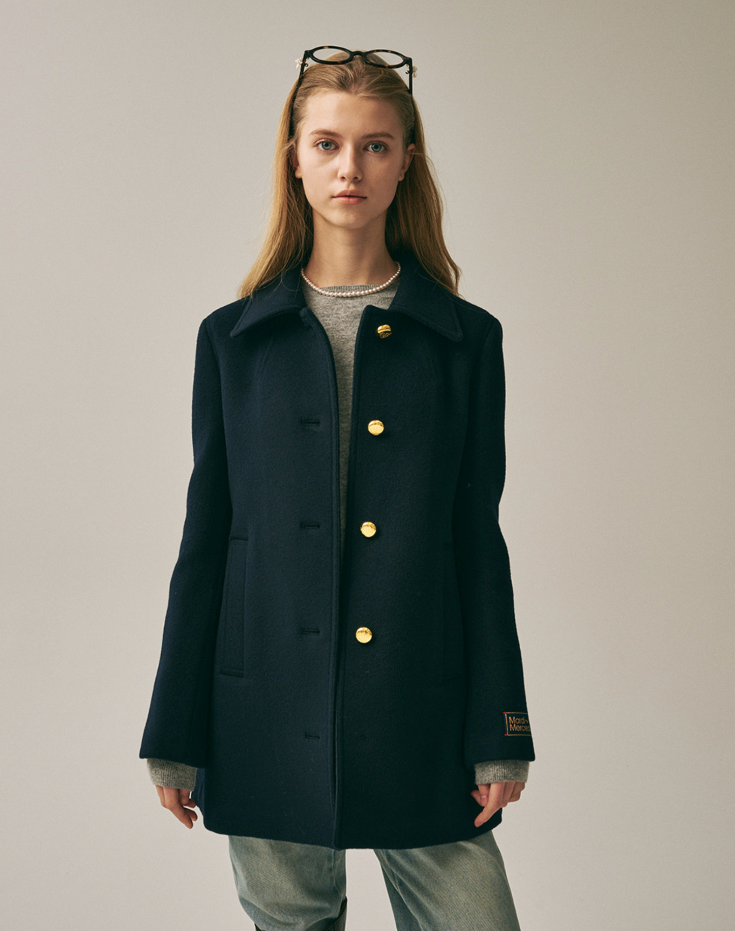 Mardi Mercedi_Wool A Line Jacket_Navy