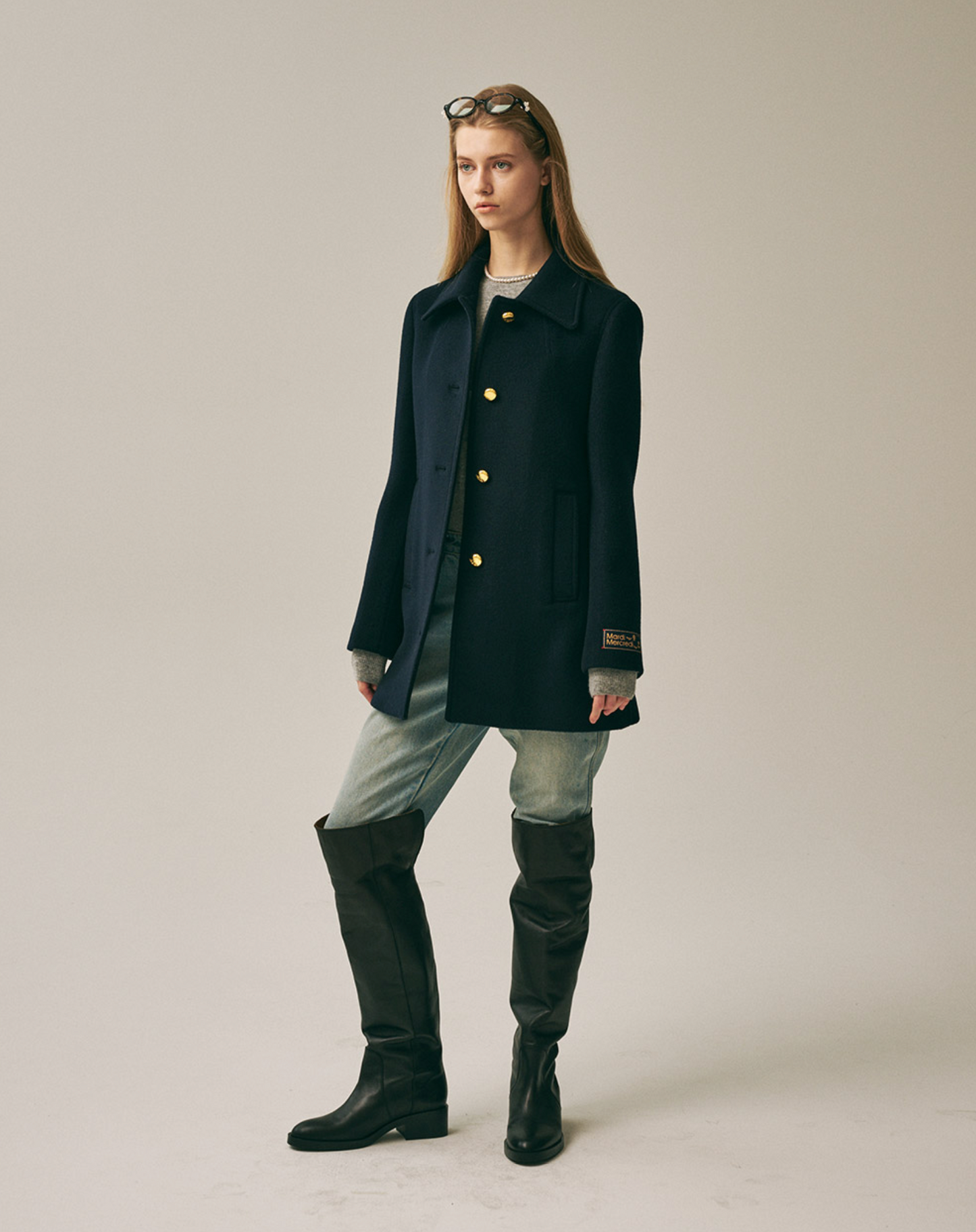 Mardi Mercedi_Wool A Line Jacket_Navy