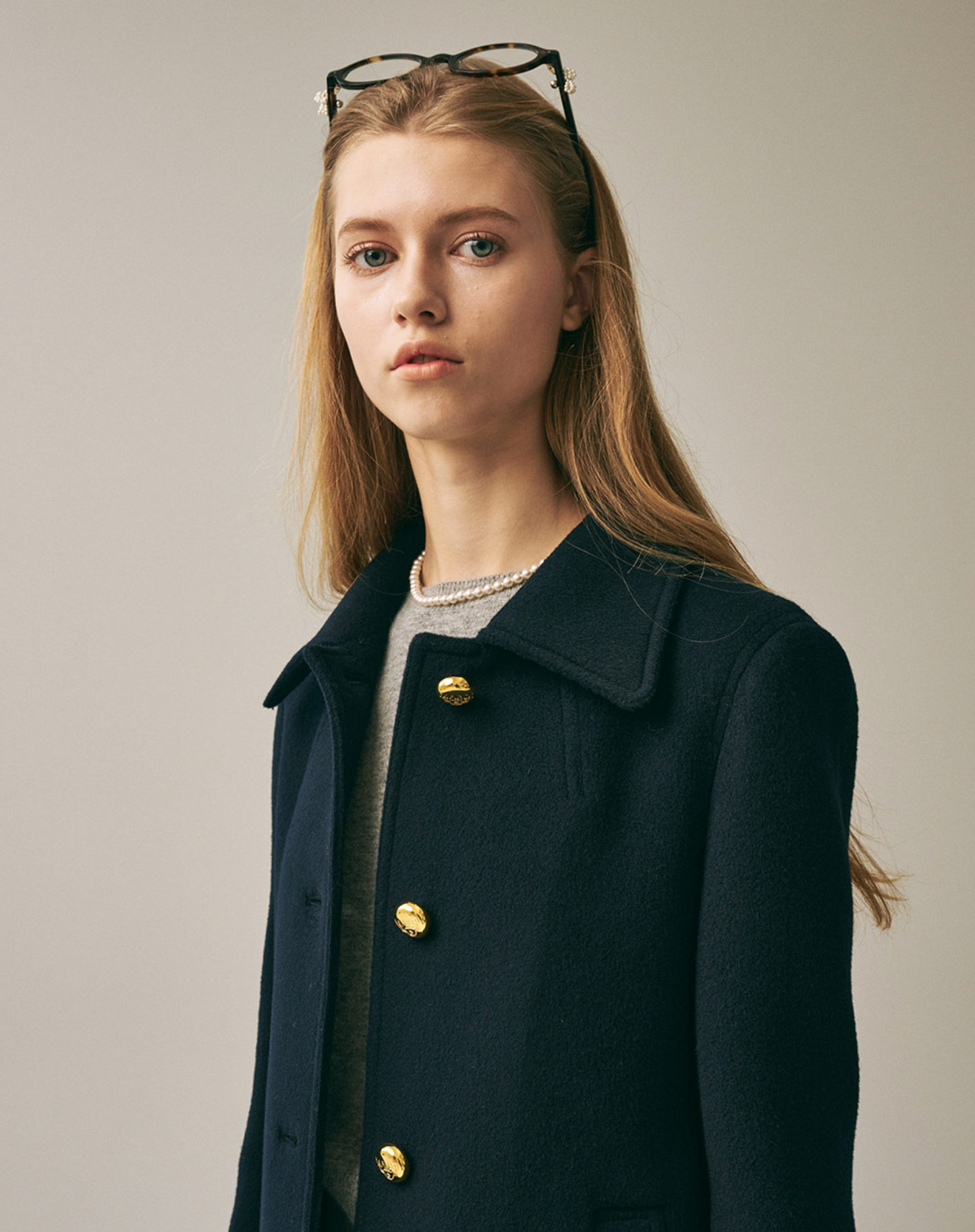 Mardi Mercedi_Wool A Line Jacket_Navy