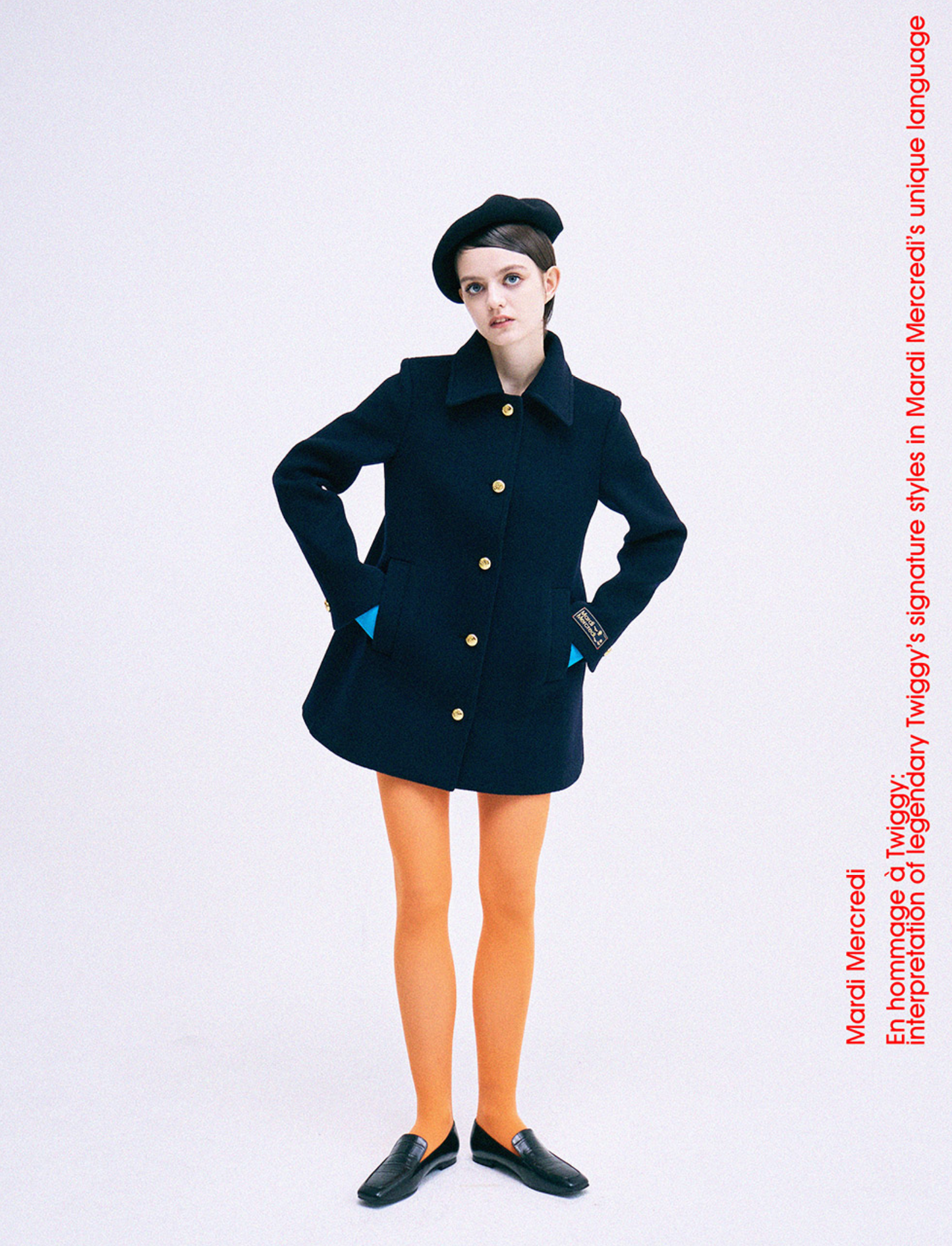 Mardi Mercedi_Wool A Line Jacket_Navy