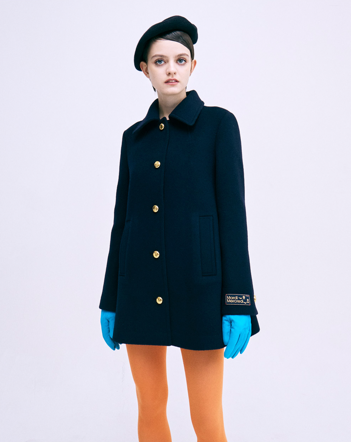 Mardi Mercedi_Wool A Line Jacket_Navy