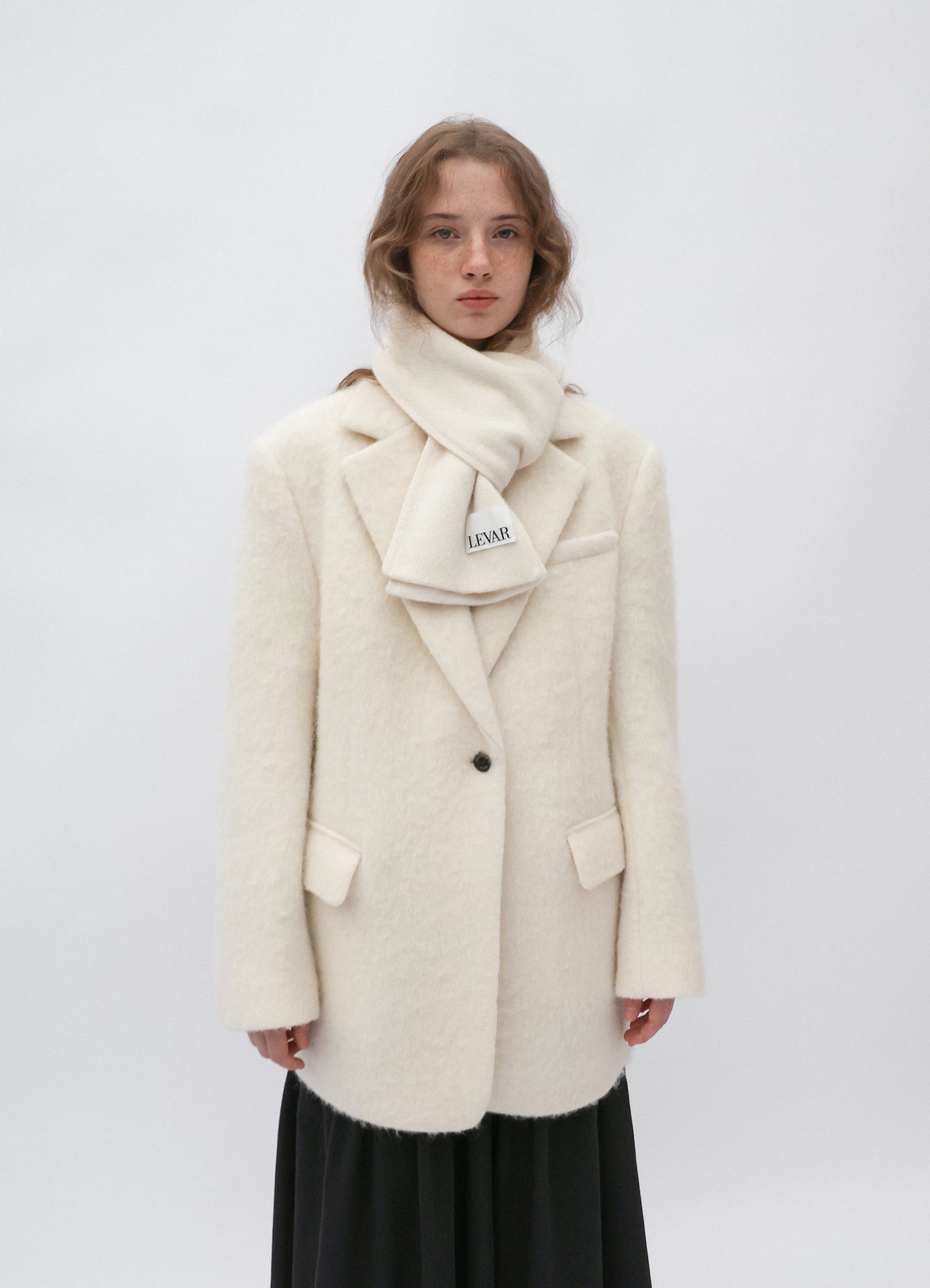 LEVAR Hairy Alpaca Blended Single Jacket - Vanilla Cream