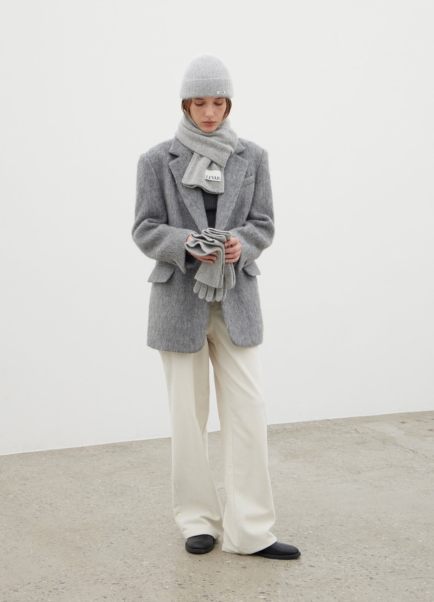 LEVAR Hairy Alpaca Blended Single Jacket - Charcoal