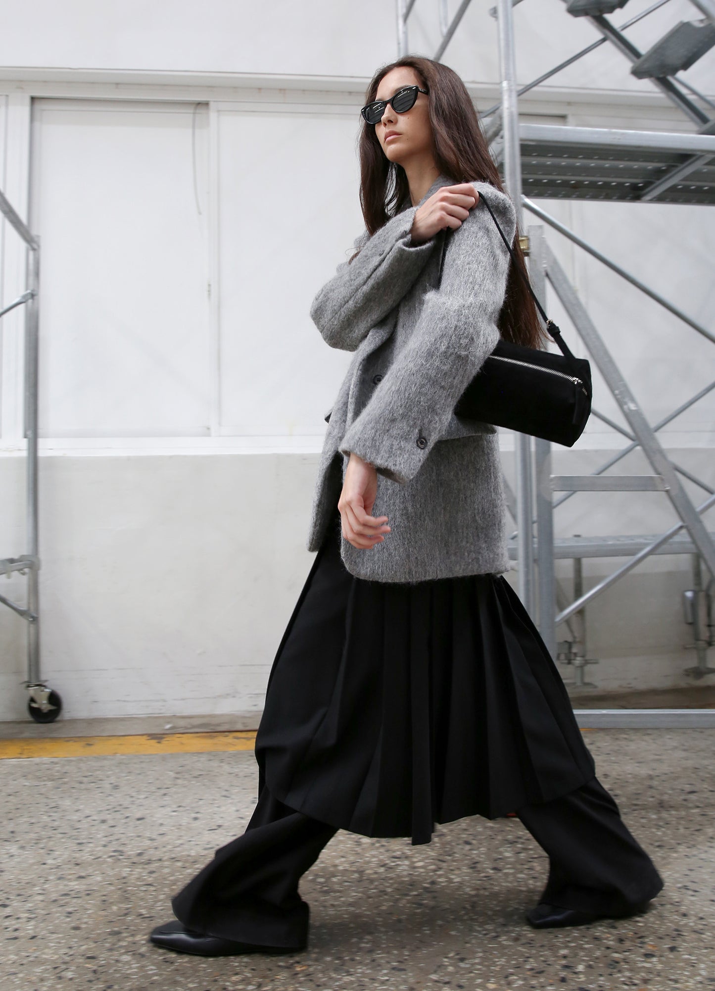 LEVAR Hairy Alpaca Blended Single Jacket - Charcoal