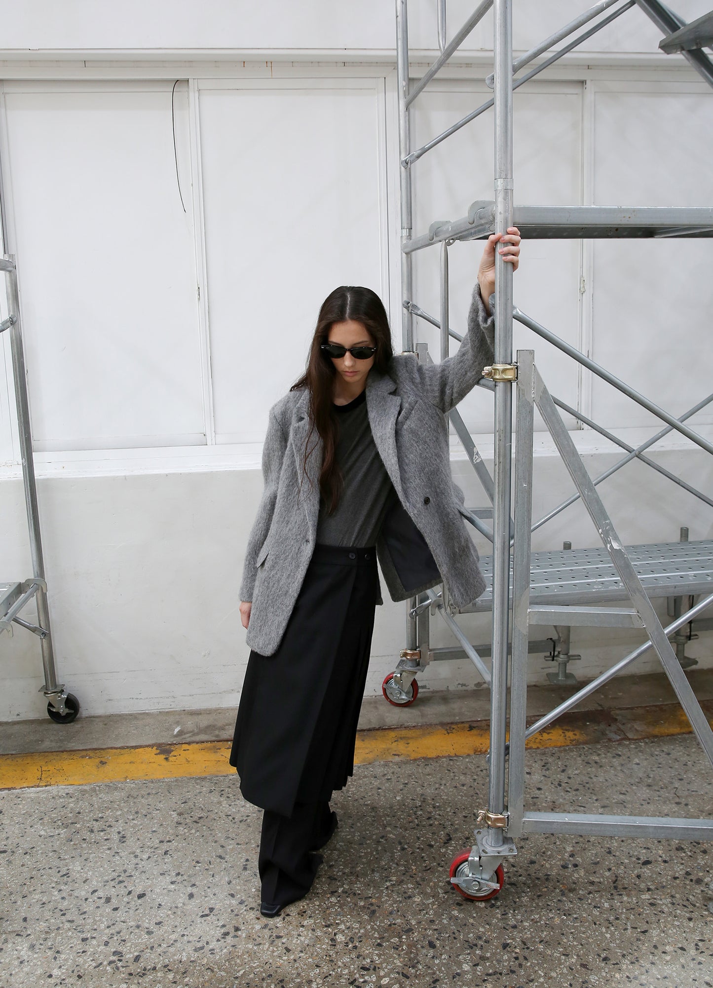 LEVAR Hairy Alpaca Blended Single Jacket - Charcoal