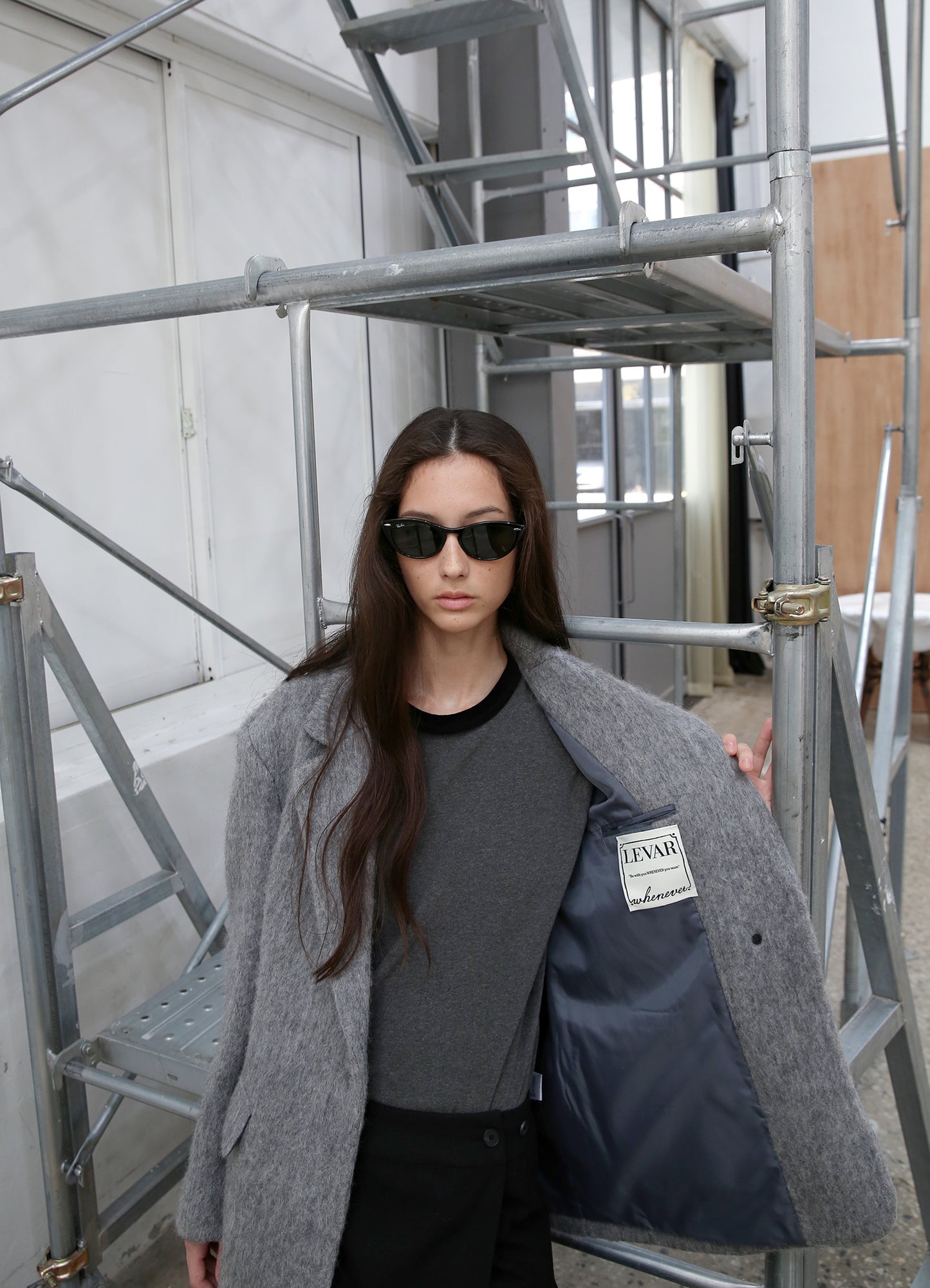 LEVAR Hairy Alpaca Blended Single Jacket - Charcoal