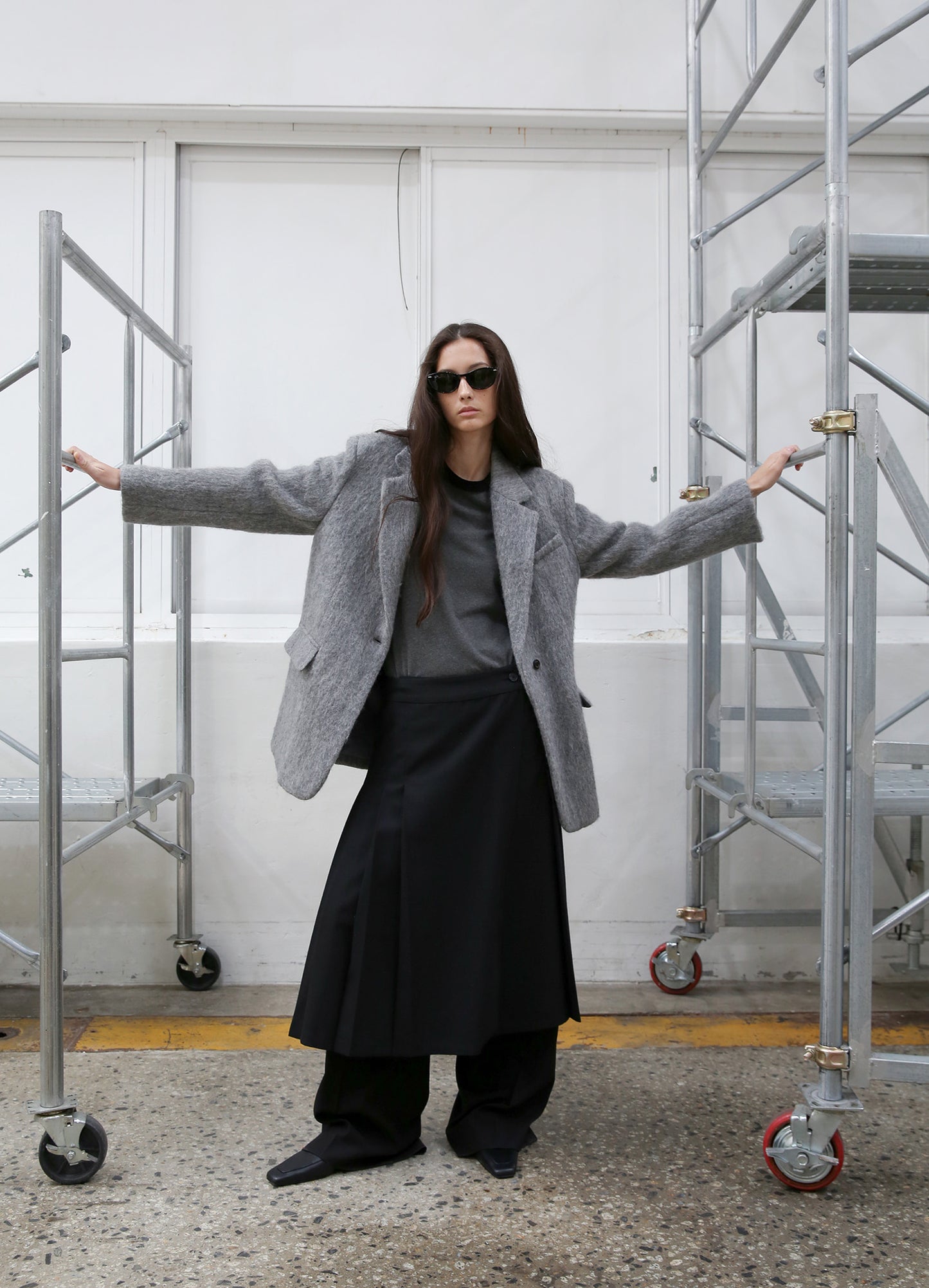 LEVAR Hairy Alpaca Blended Single Jacket - Charcoal