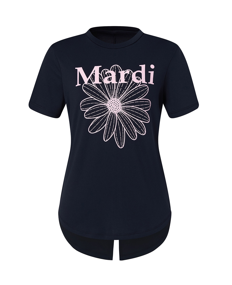 MARDI MERCEDI [ACTIF] AIRLIFT relax fit back slit top flowermardi_BLACK PINK