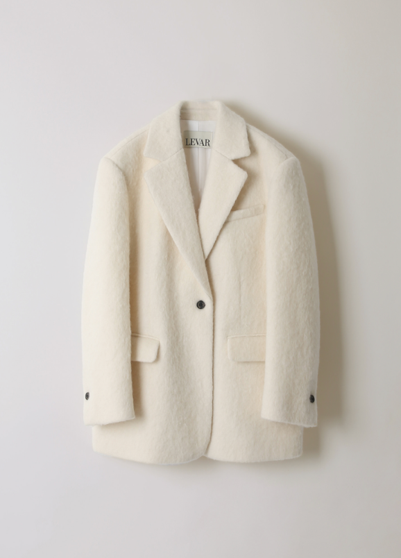 LEVAR Hairy Alpaca Blended Single Jacket - Vanilla Cream