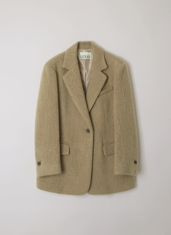 LEVAR Hairy Alpaca Blended Single Jacket - Beige