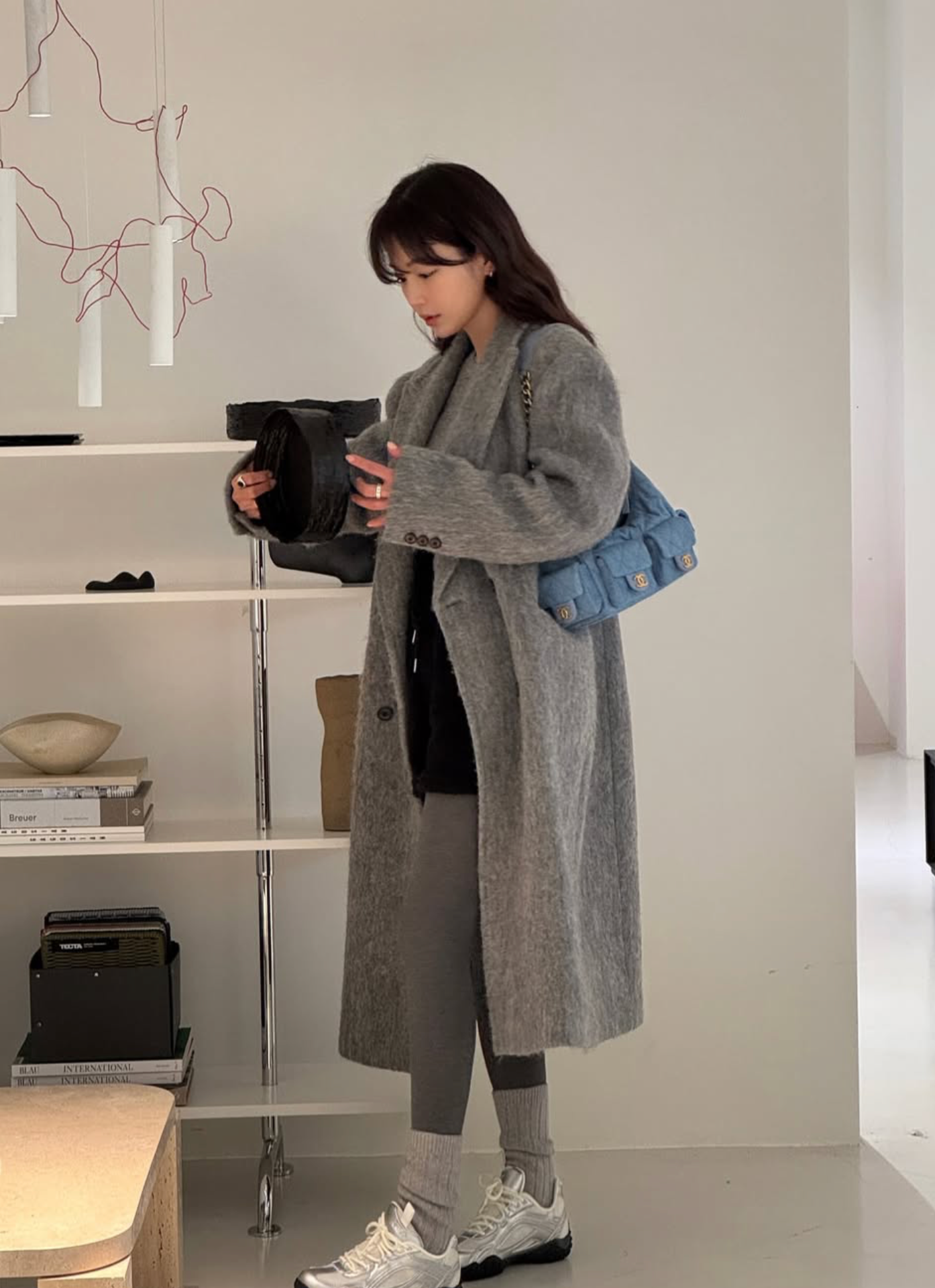 LEVAR Hairy Alpaca Blended Classic Coat - Charcoal