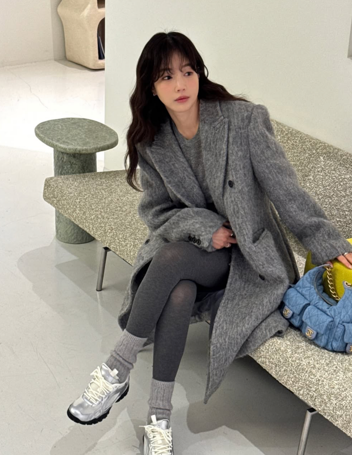 LEVAR Hairy Alpaca Blended Classic Coat - Charcoal