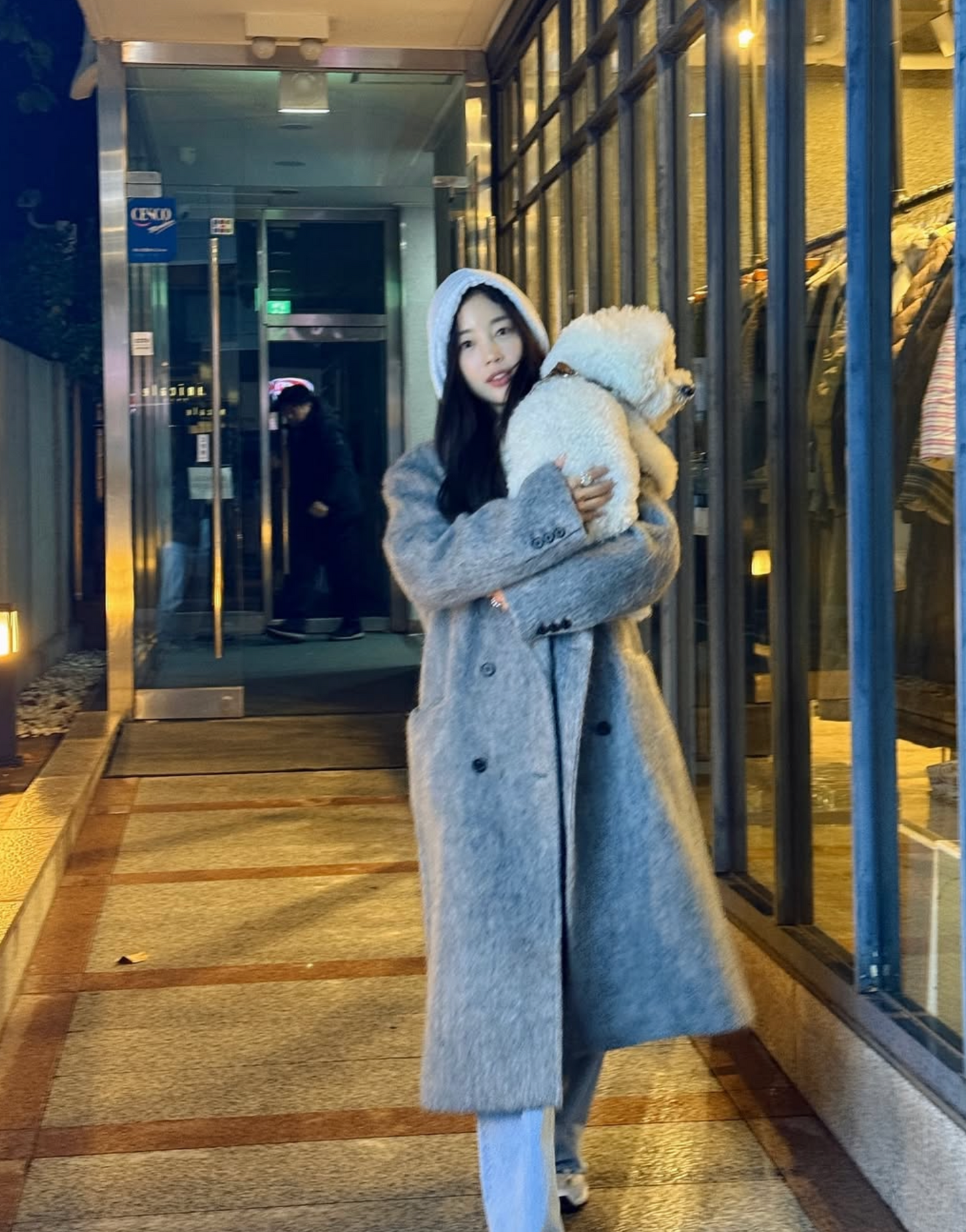 LEVAR Hairy Alpaca Blended Classic Coat - Charcoal