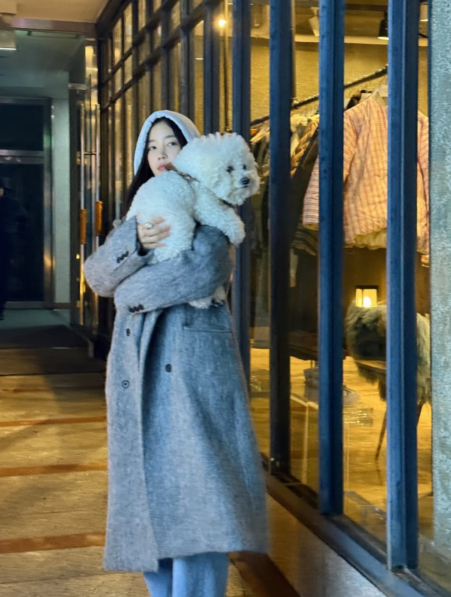 LEVAR Hairy Alpaca Blended Classic Coat - Charcoal