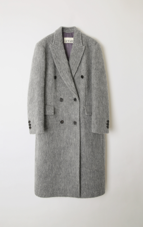 LEVAR Hairy Alpaca Blended Classic Coat - Charcoal