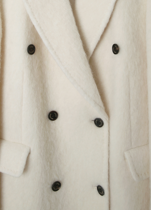LEVAR Hairy Alpaca Blended Classic Coat - Vanilla Cream
