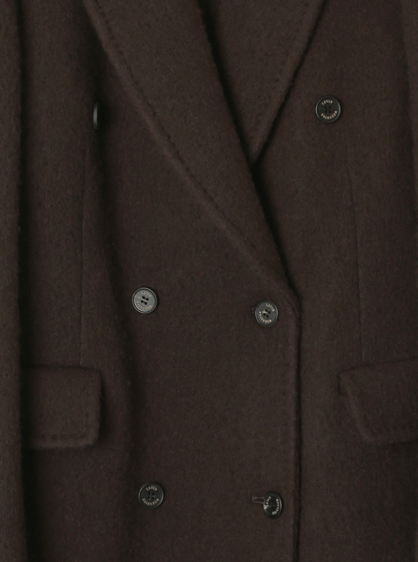 LEVAR Hairy Alpaca Blended Classic Coat - Umber Brown