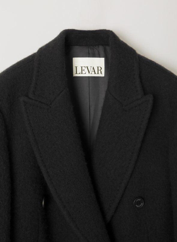 LEVAR Hairy Alpaca Blended Classic Coat - Black