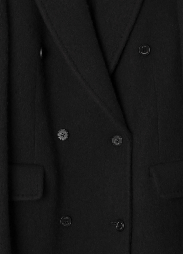 LEVAR Hairy Alpaca Blended Classic Coat - Black