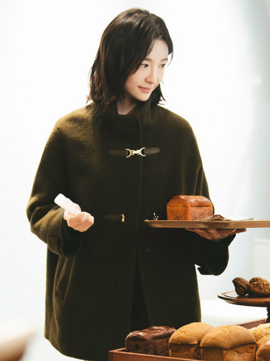 ZOOC Buckle Wool Blended Coat_Dark Brown