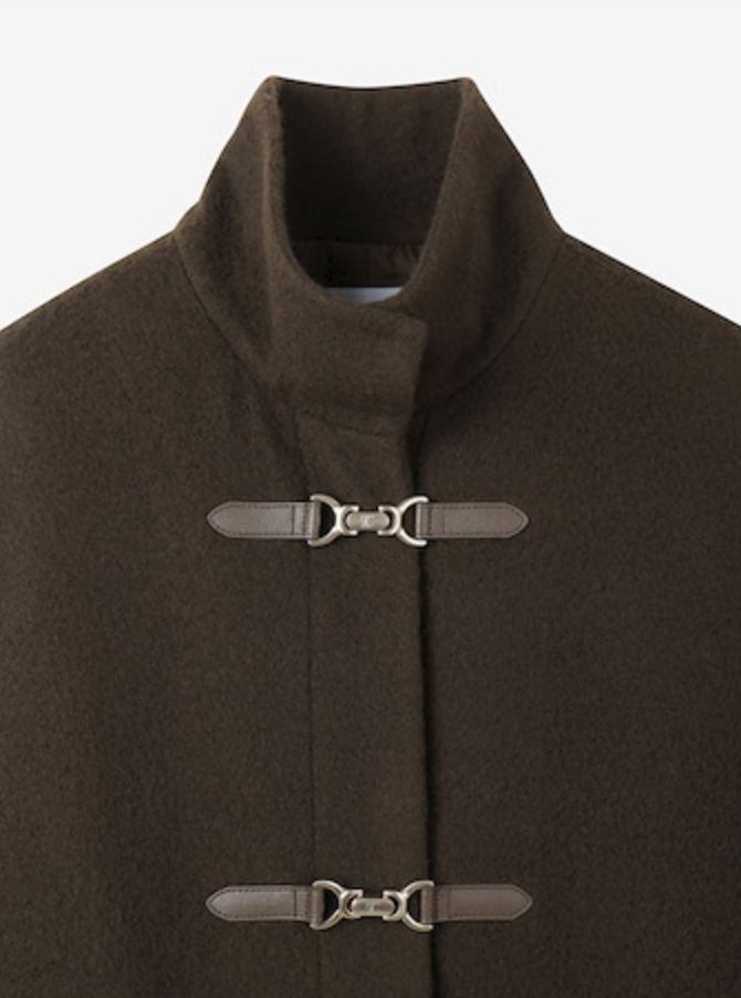ZOOC Buckle Wool Blended Coat_Dark Brown
