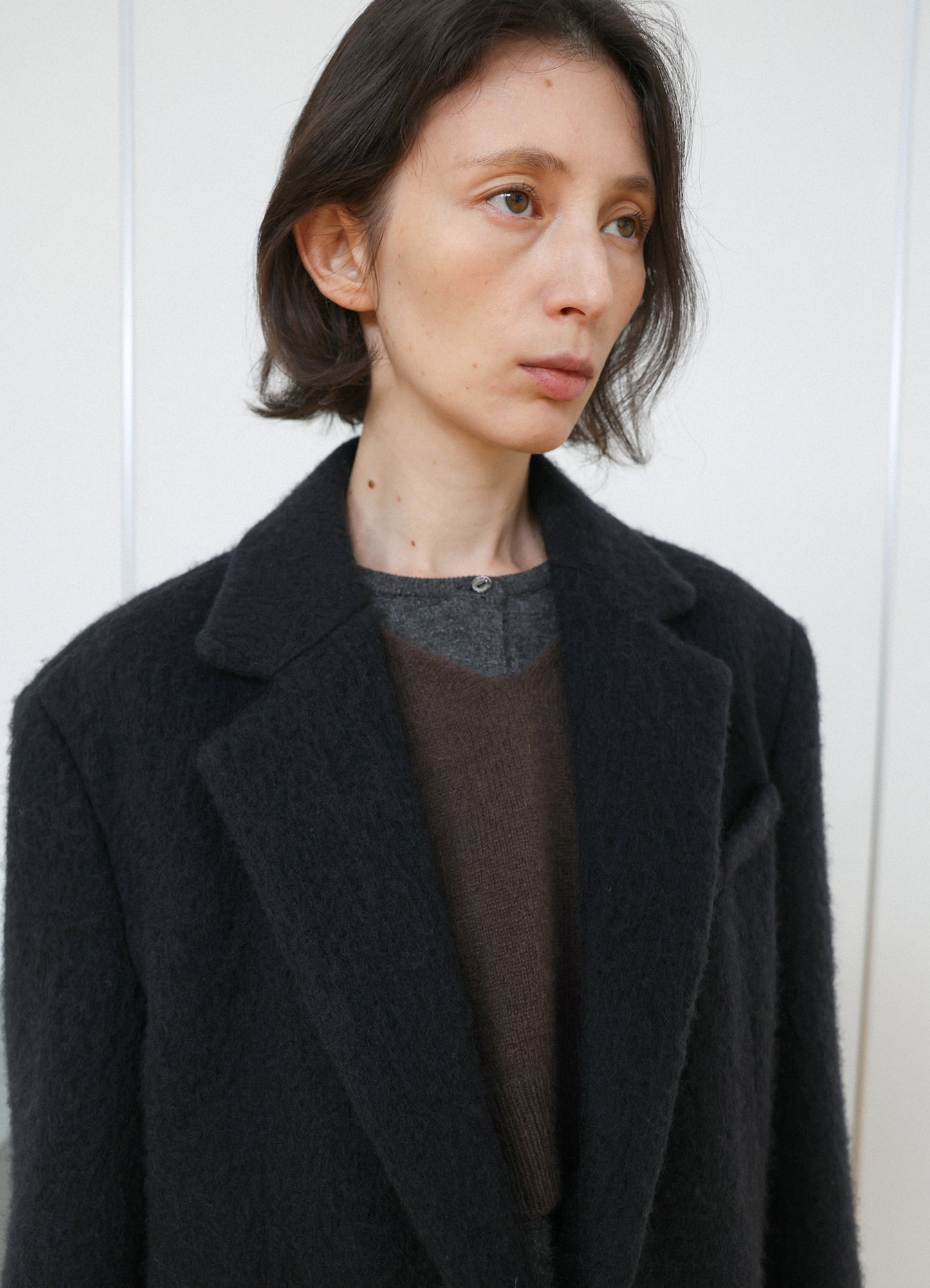 LEVAR Hairy Alpaca Blended Single Jacket - Black