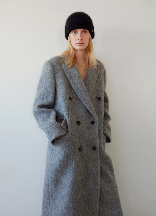 LEVAR Hairy Alpaca Blended Classic Coat - Charcoal