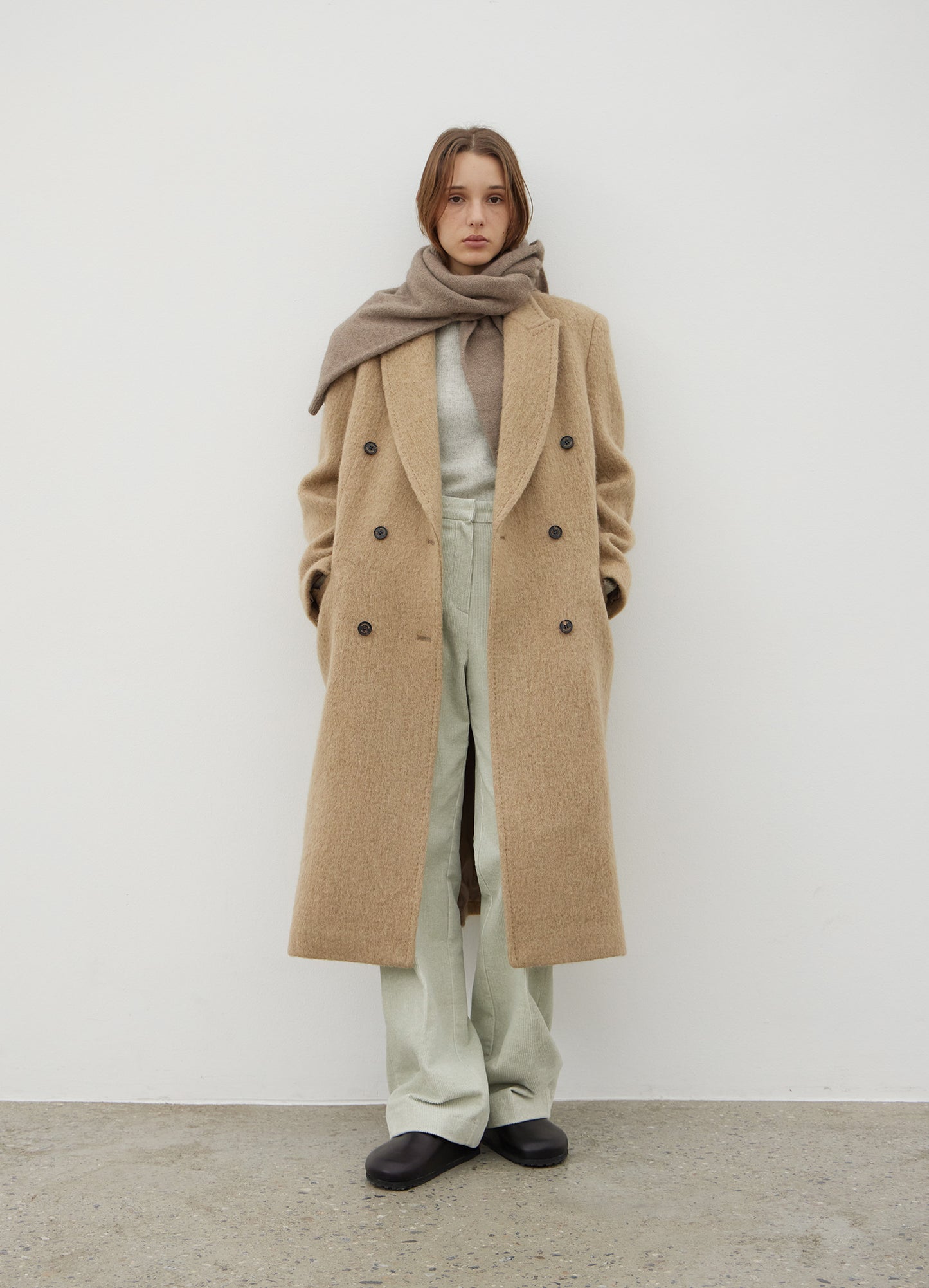 LEVAR Hairy Alpaca Blended Classic Coat - Beige