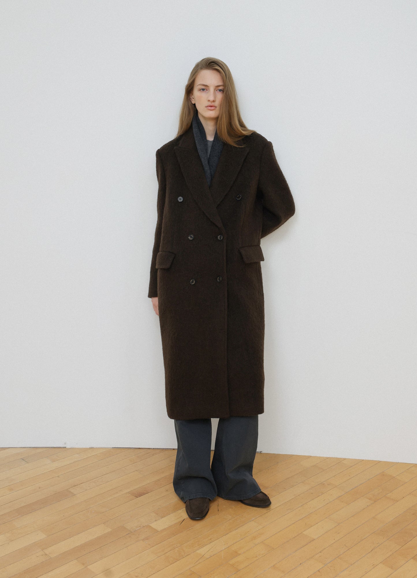 LEVAR Hairy Alpaca Blended Classic Coat - Umber Brown