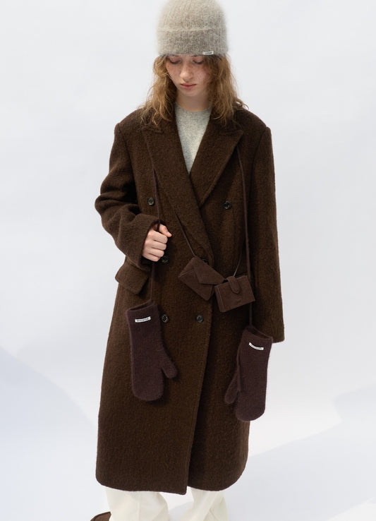 LEVAR Hairy Alpaca Blended Classic Coat - Umber Brown