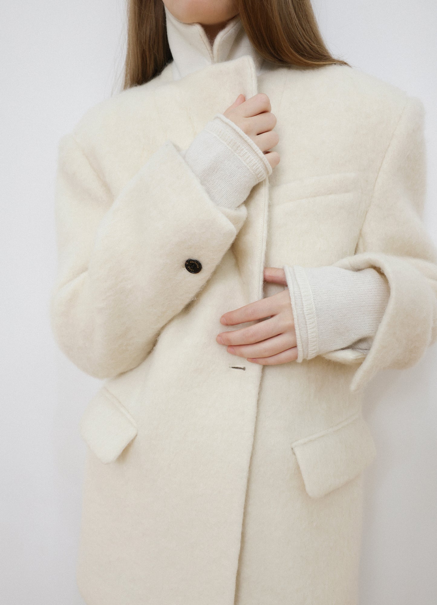 LEVAR Hairy Alpaca Blended Single Jacket - Vanilla Cream