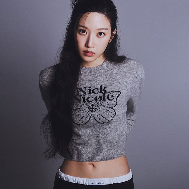 NICK NICOLE_CASHMERE BUTTERFLY SIGNATURE CROP KNIT