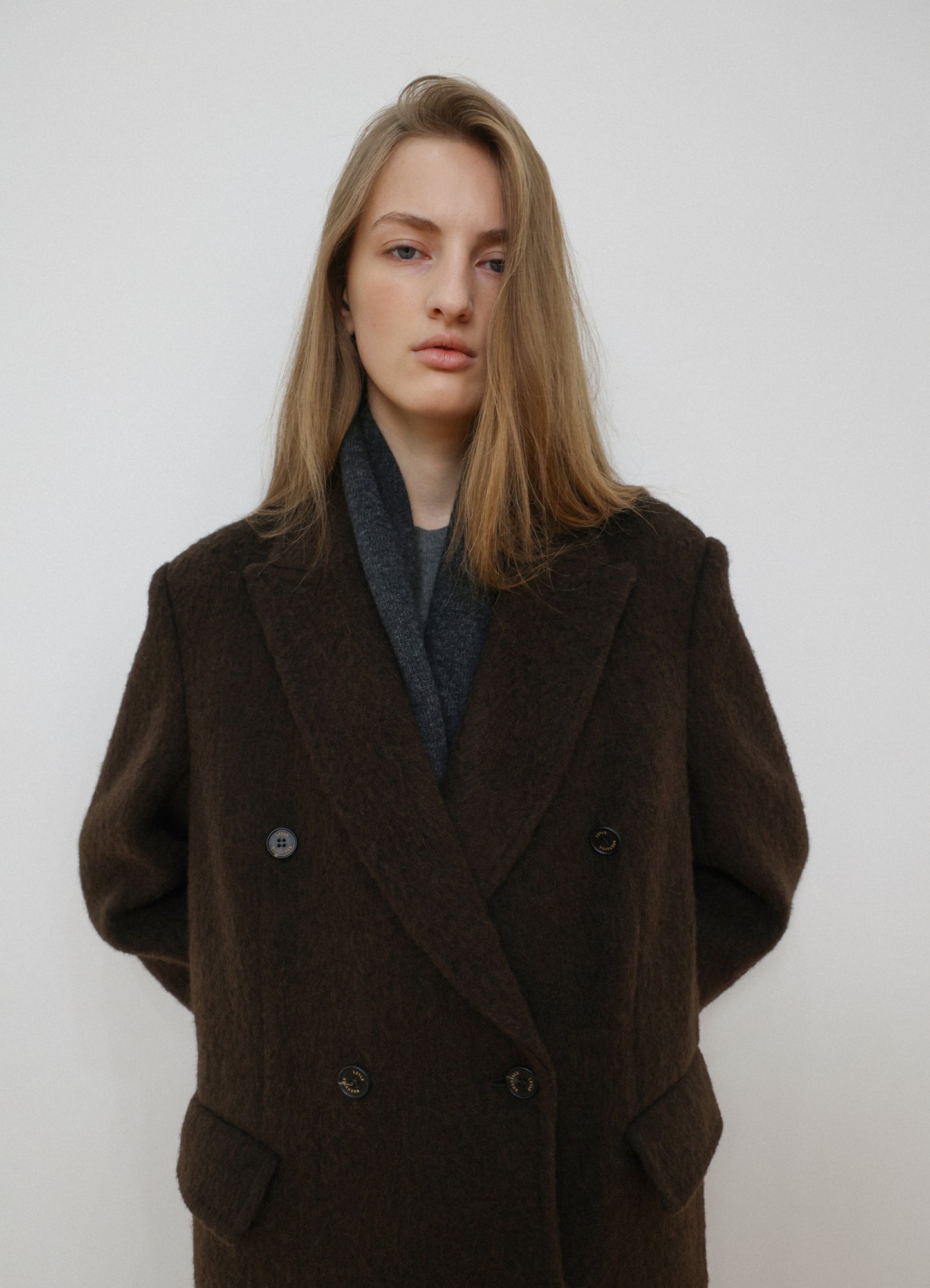 LEVAR Hairy Alpaca Blended Classic Coat - Umber Brown