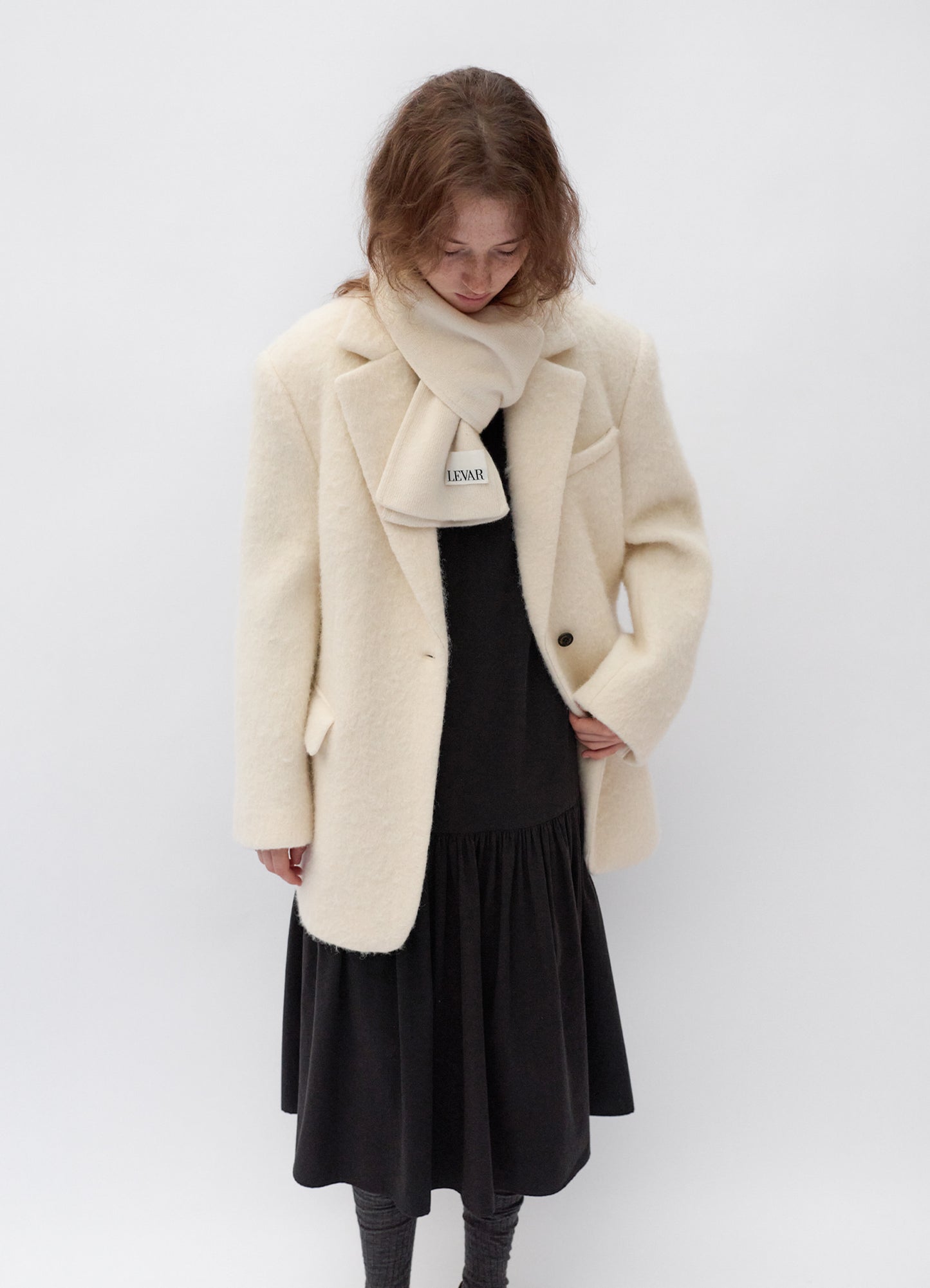 LEVAR Hairy Alpaca Blended Single Jacket - Vanilla Cream