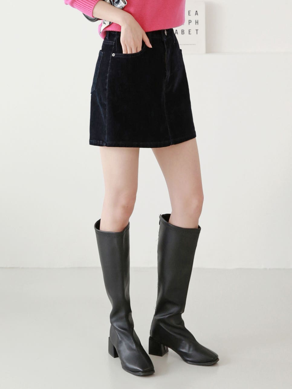 Secret Banding 1453 Velvet Denim Skort