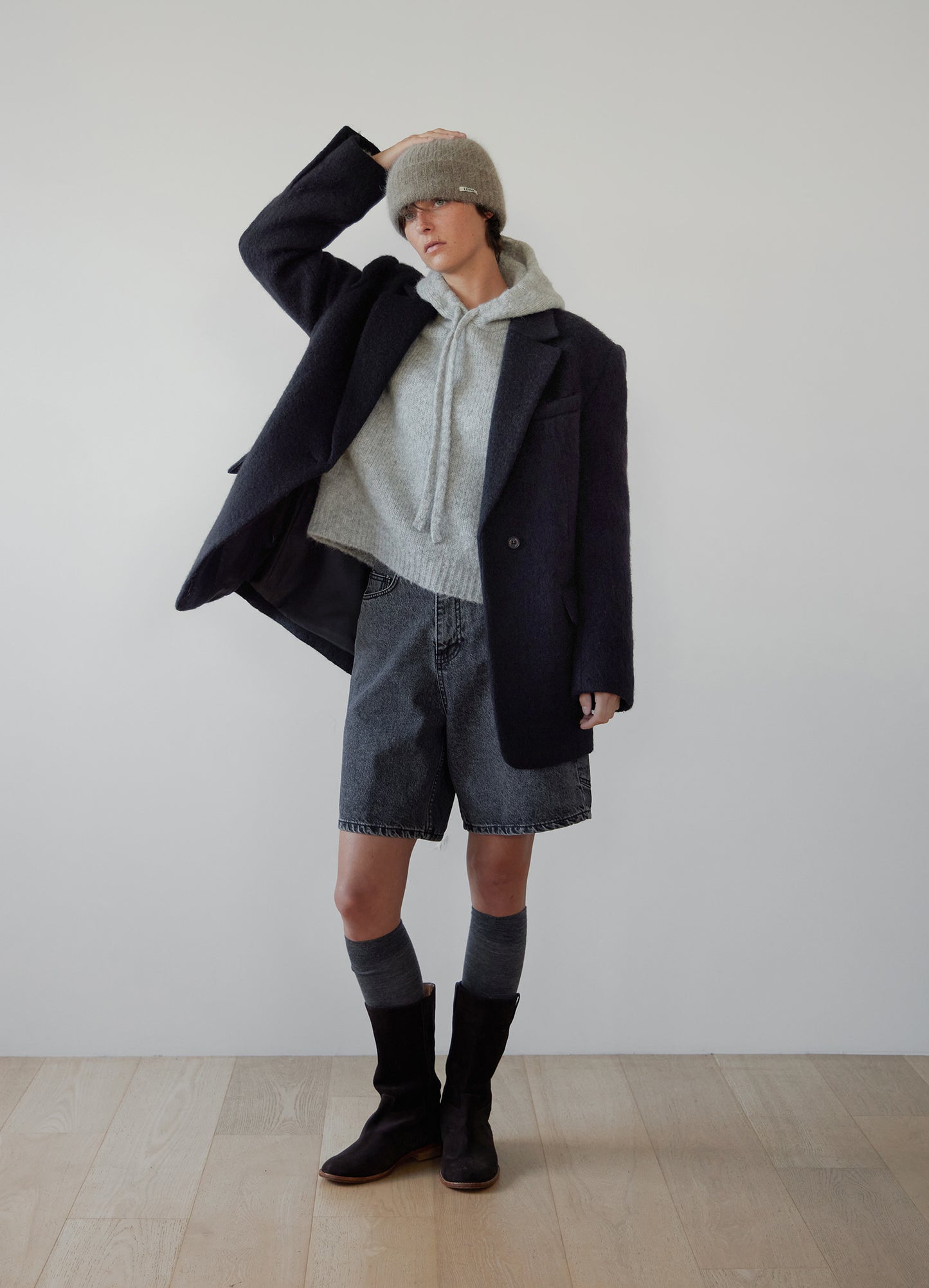 LEVAR Hairy Alpaca Blended Single Jacket - Black