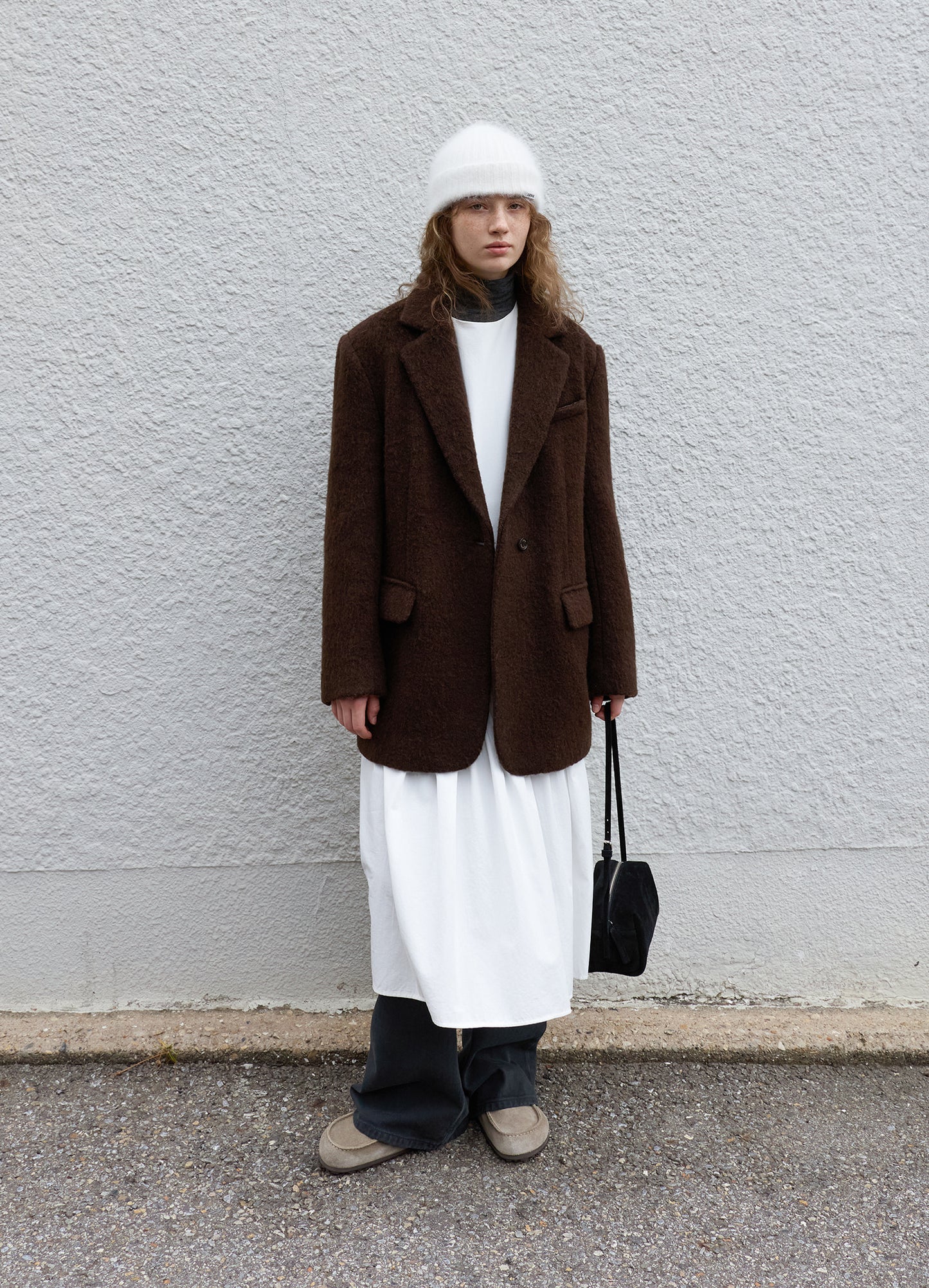 LEVAR Hairy Alpaca Blended Single Jacket - Umber Brown