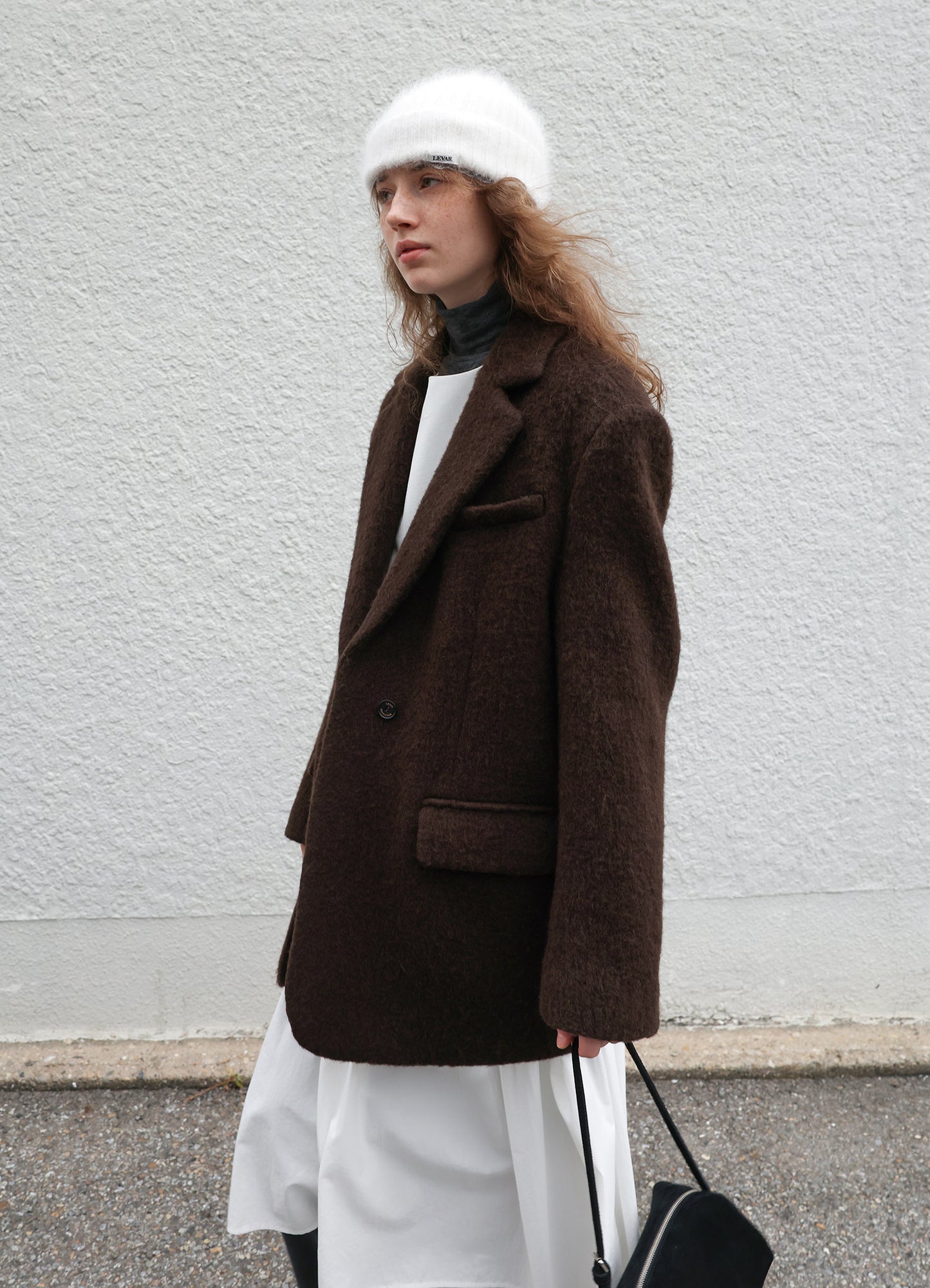 LEVAR Hairy Alpaca Blended Single Jacket - Umber Brown