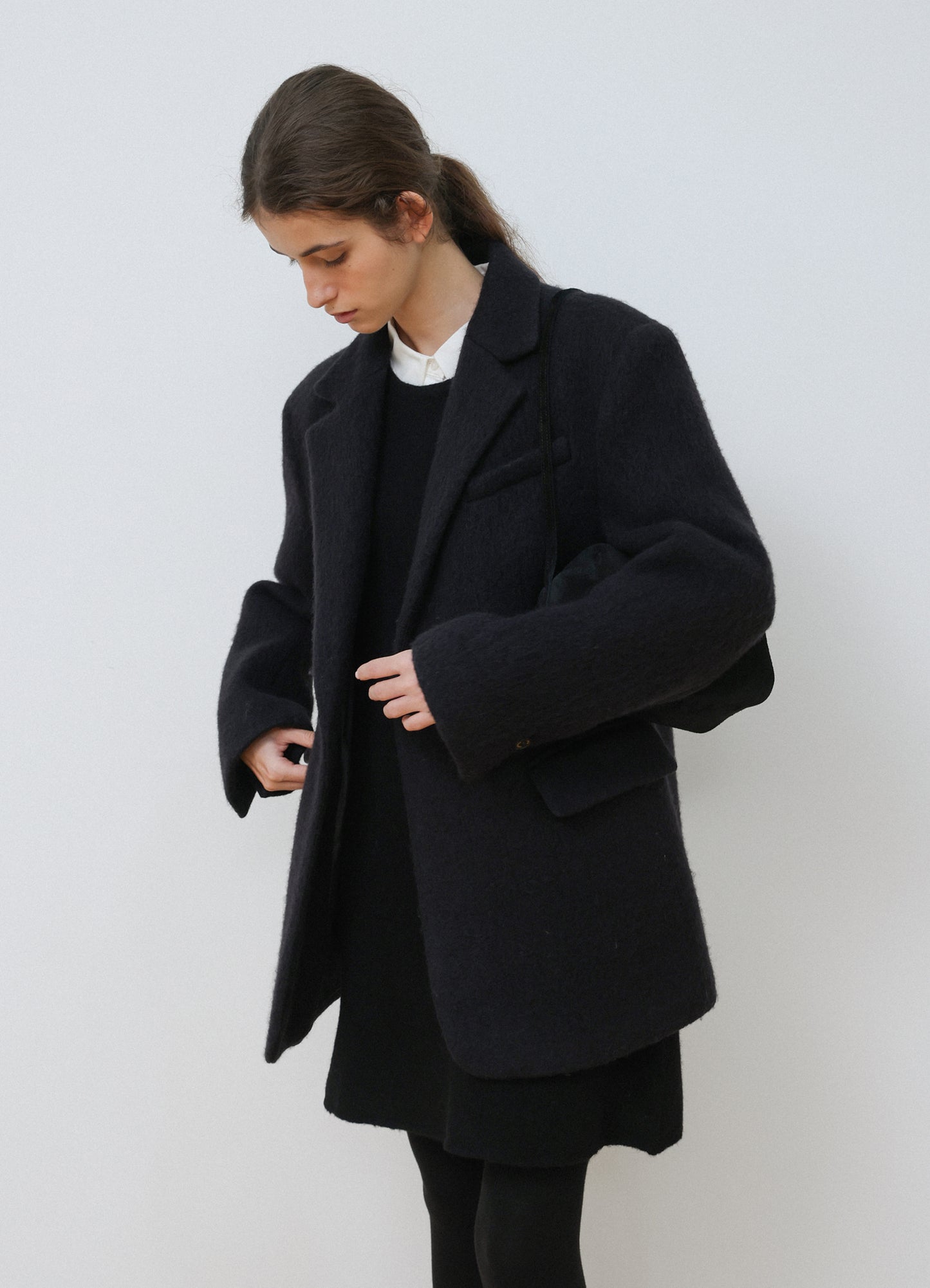 LEVAR Hairy Alpaca Blended Single Jacket - Black