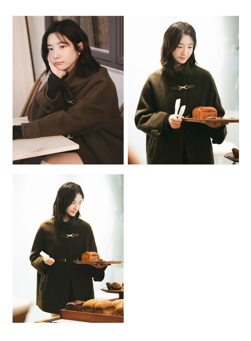 ZOOC Buckle Wool Blended Coat_Dark Brown