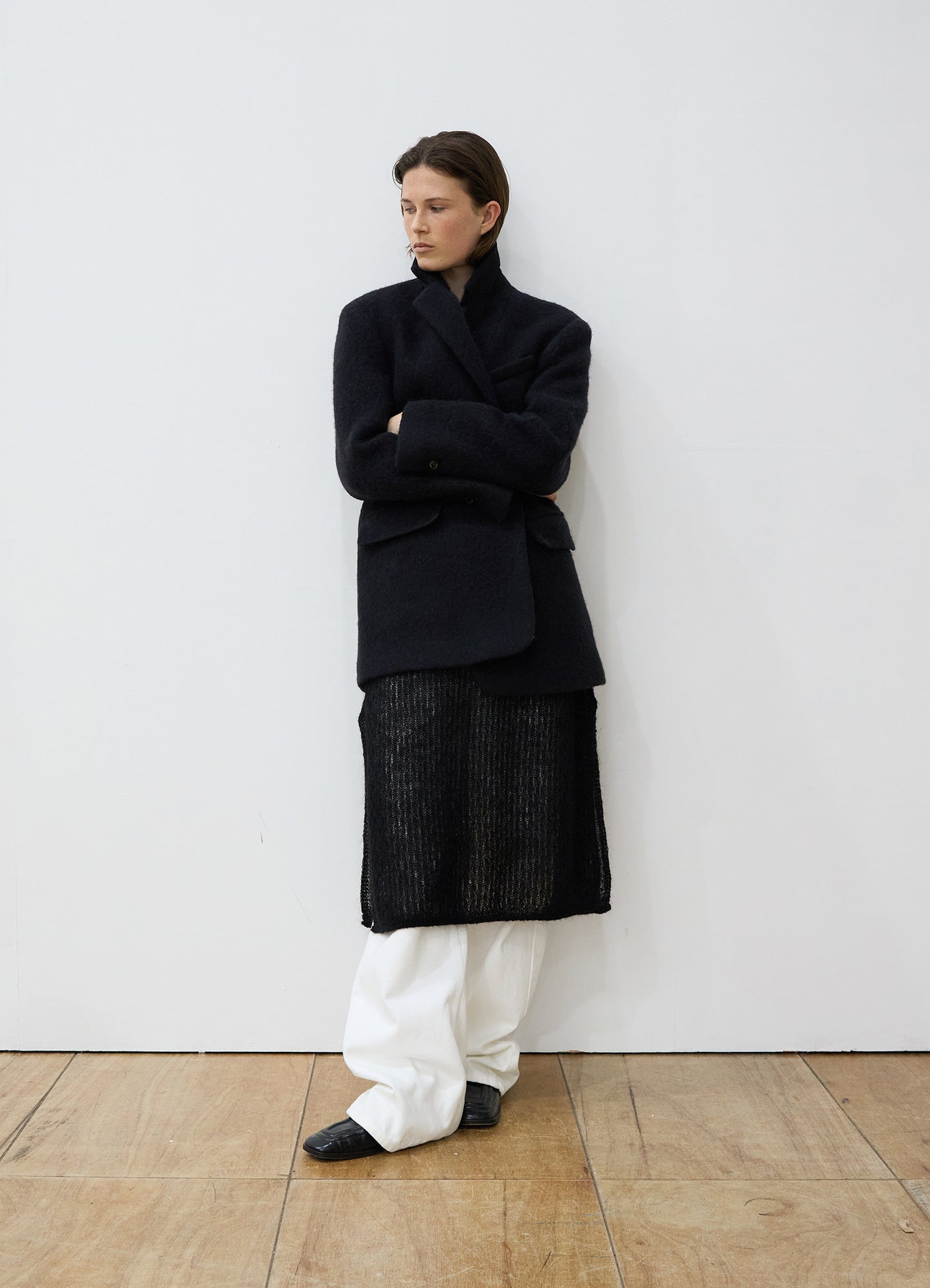 LEVAR Hairy Alpaca Blended Single Jacket - Black