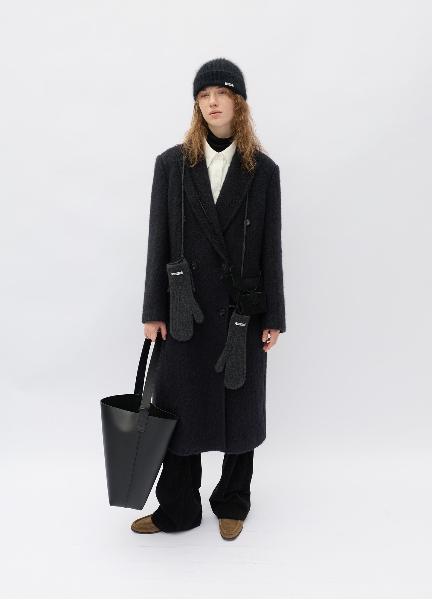 LEVAR Hairy Alpaca Blended Classic Coat - Black