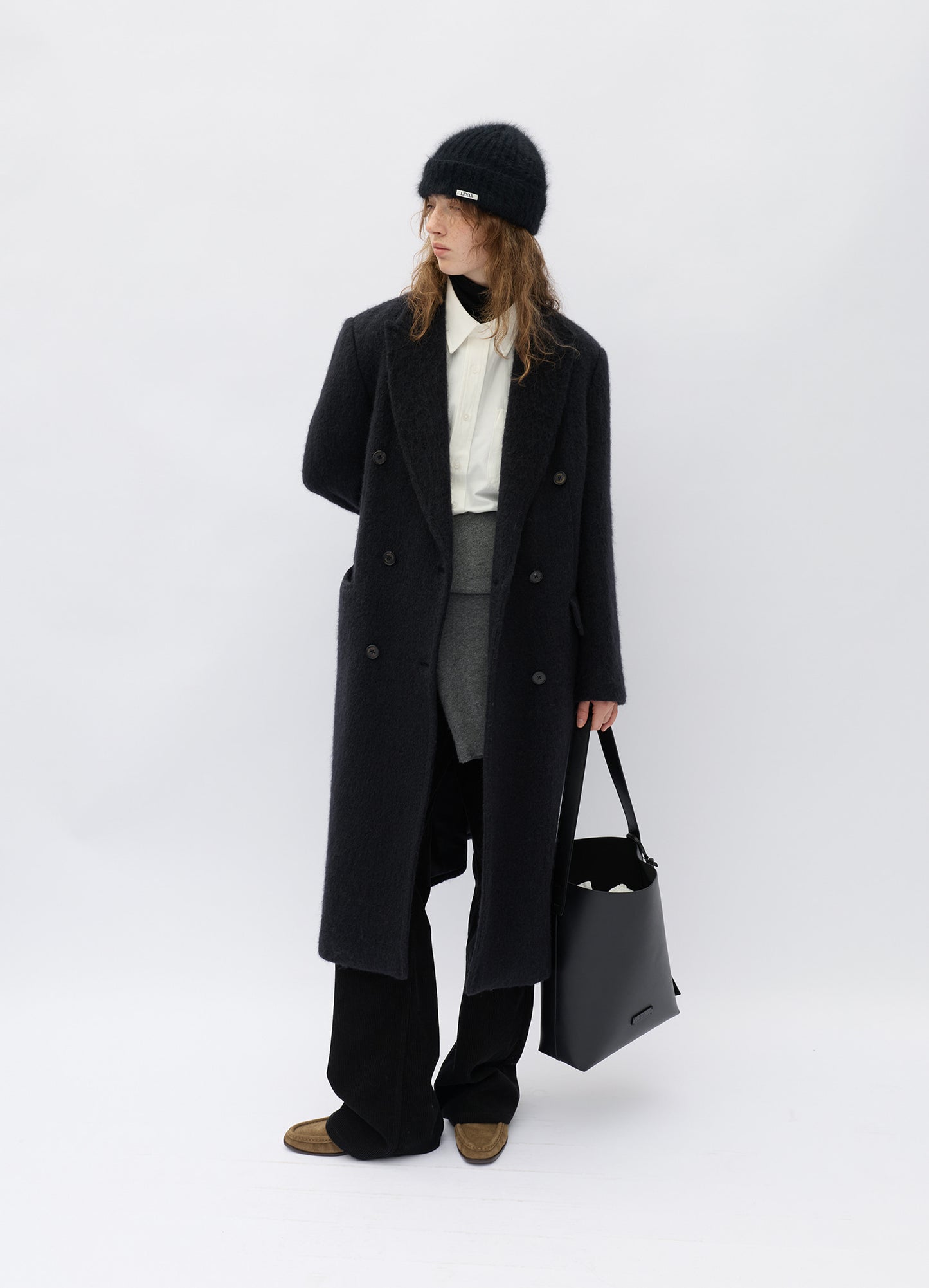 LEVAR Hairy Alpaca Blended Classic Coat - Black