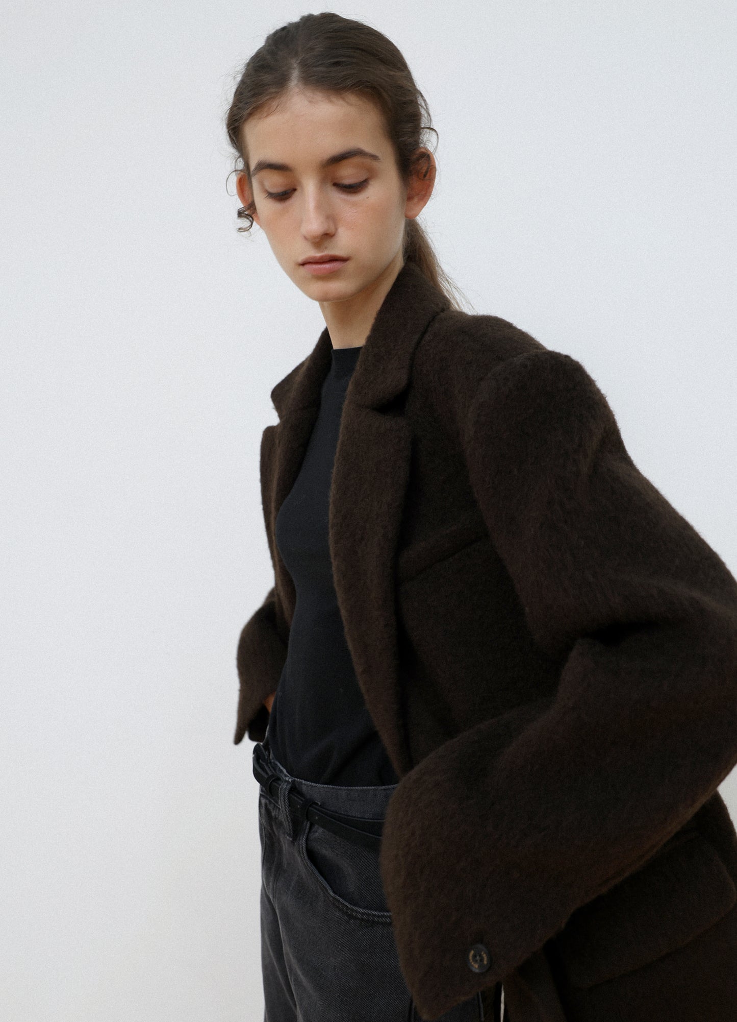 LEVAR Hairy Alpaca Blended Single Jacket - Umber Brown