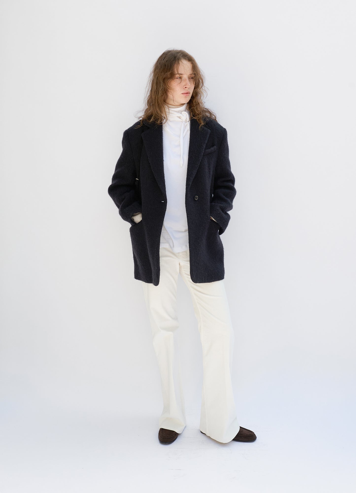 LEVAR Hairy Alpaca Blended Single Jacket - Black