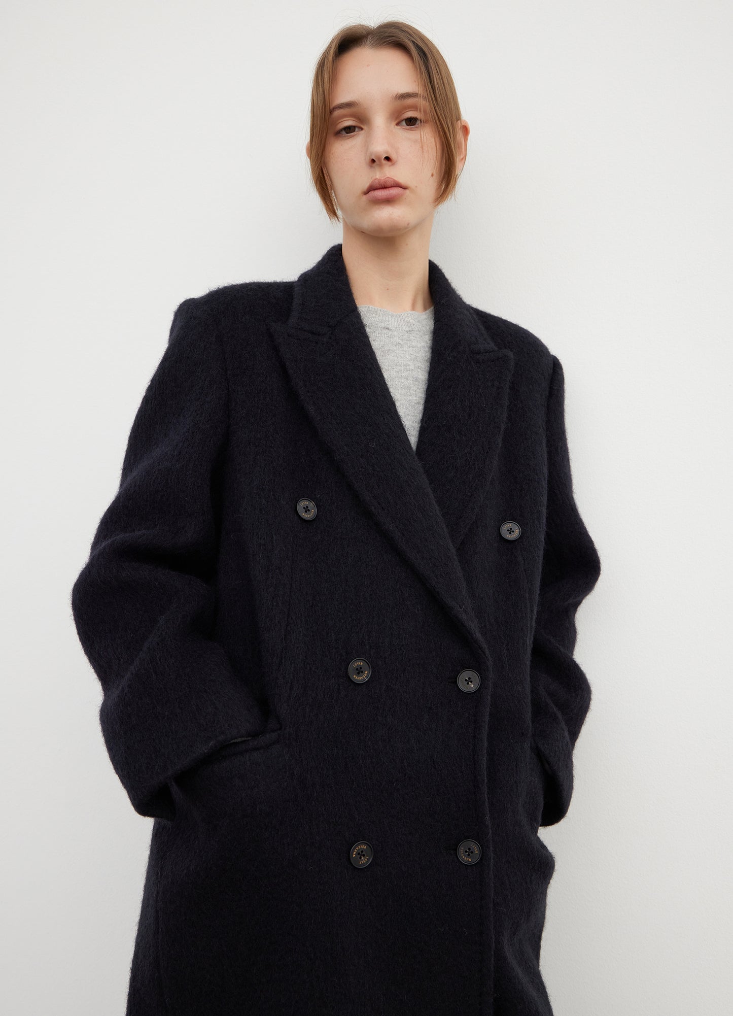 LEVAR Hairy Alpaca Blended Classic Coat - Black