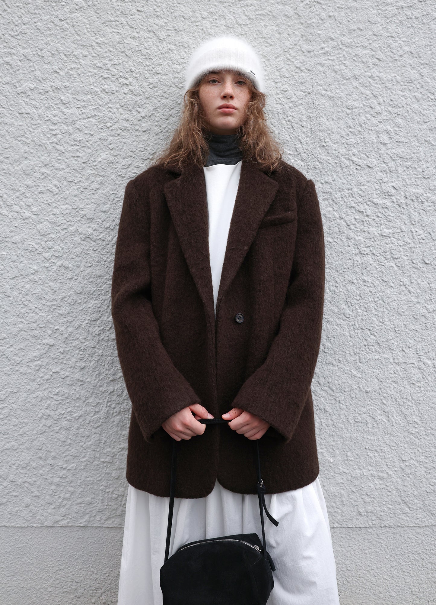 LEVAR Hairy Alpaca Blended Single Jacket - Umber Brown