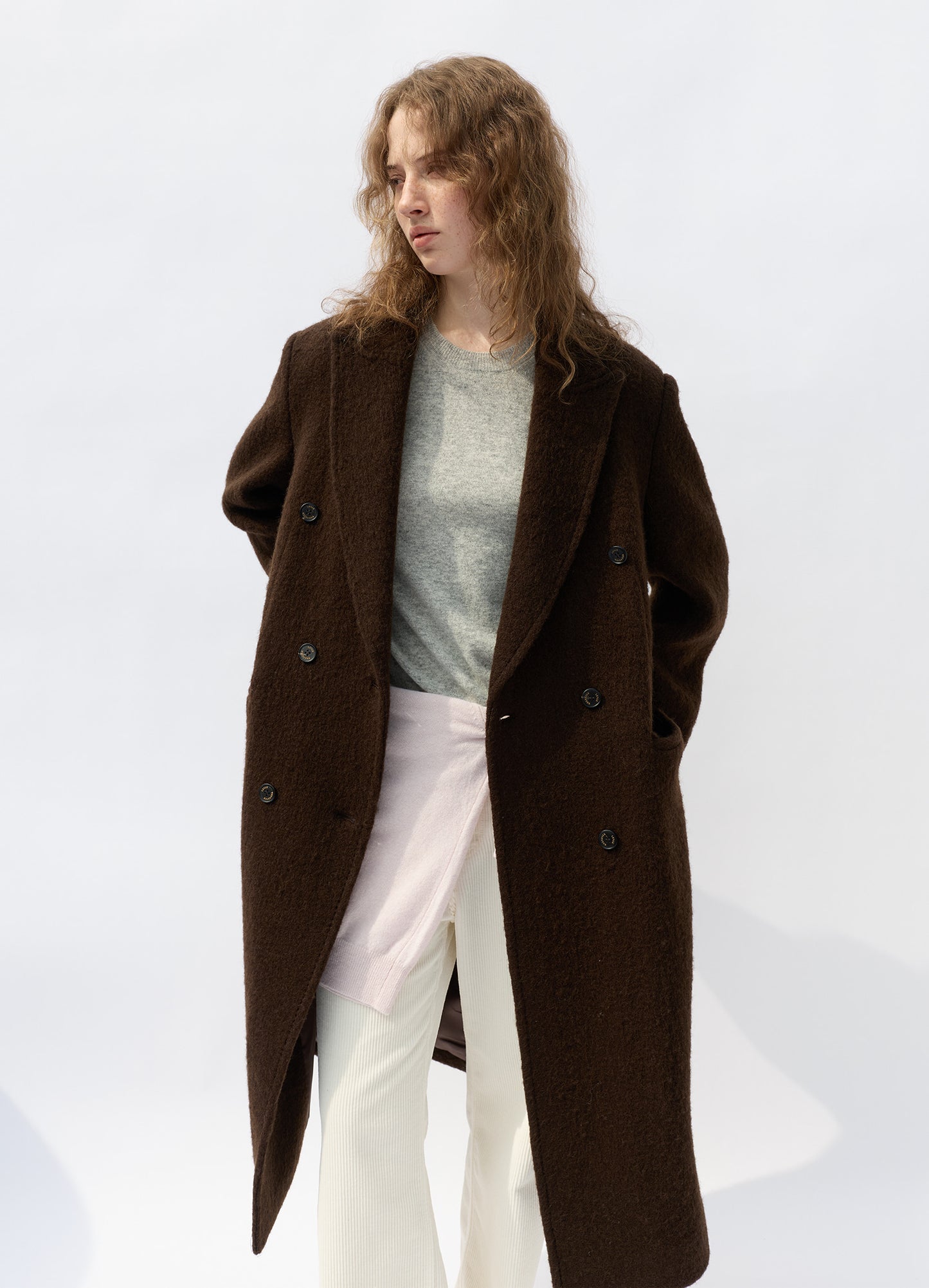 LEVAR Hairy Alpaca Blended Classic Coat - Umber Brown